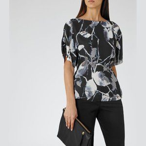 REISS Printed Blouse Work